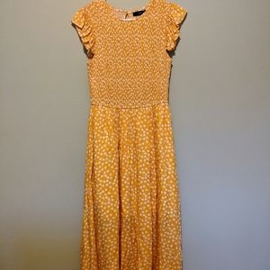 Women Floral Print Dress Ruffles Cap Sleeves